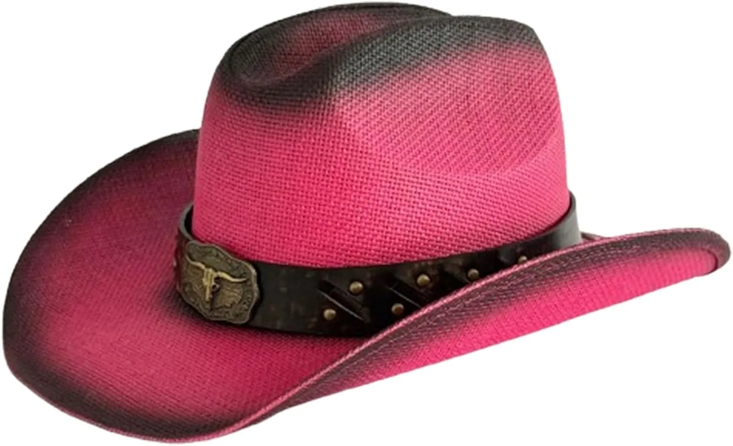Wide Brim Cowboy Hat for Women&Men,Cowgirl Hat with Decorative Bands,Straw Cowboy Hats for Adults,22.04-22.83 in