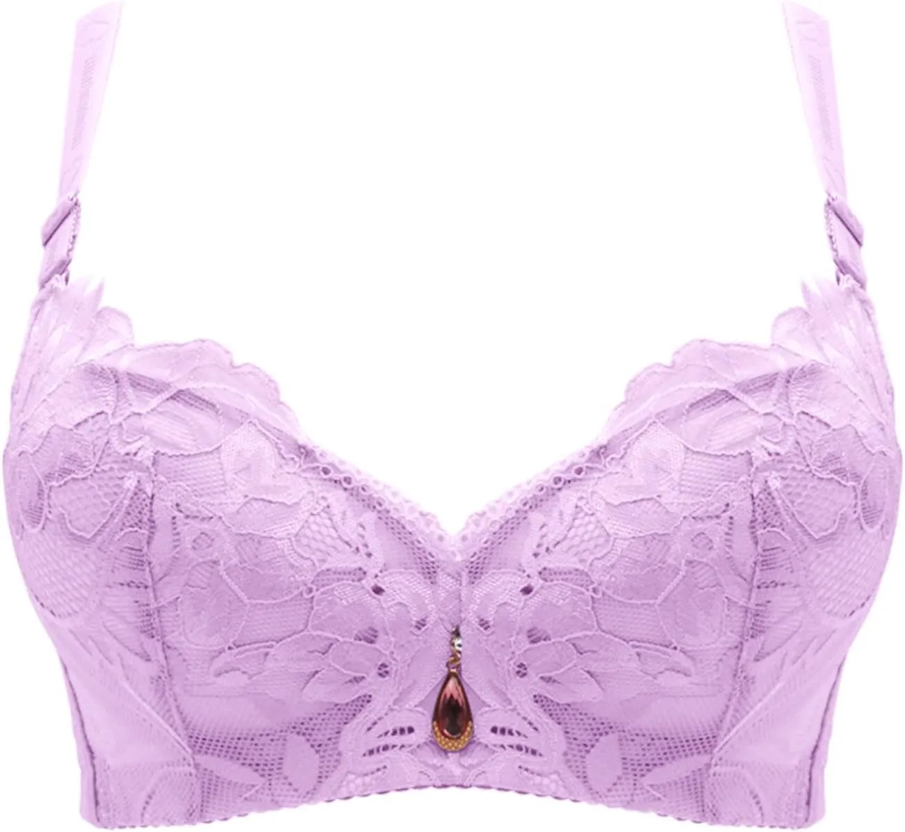 Womens Push Up Lace Bra Comfort Padded Underwire Bra Lacy Full-Coverage Wirefree Bra Lift Up Add One Cup