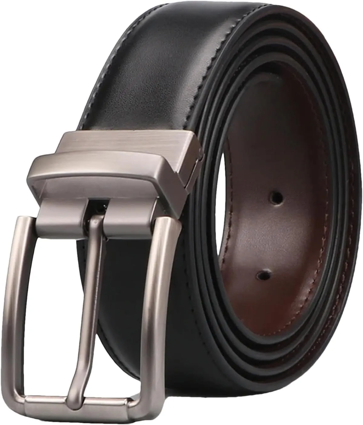 Yeuyyben 1Pc Vintage Business Casual Men's Genuine Leather Cowhide Reversible Belt
