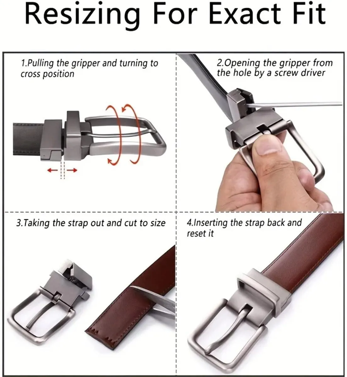 Yeuyyben 1Pc Vintage Business Casual Men's Genuine Leather Cowhide Reversible Belt
